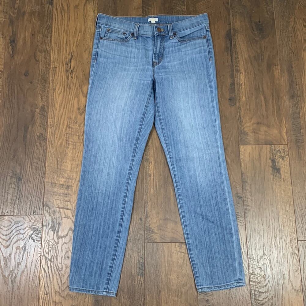 J Crew Factory Stretch Light Wash Straight Leg Crop Jeans